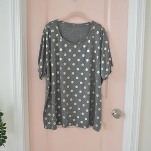 Grey and Gold Foil Polka Dot Short Sleeve T Shirt